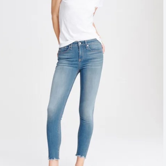 NWT’s Lux Rag&Bone Flint Cropped Skinny Jeans with jag raw hem - Picture 1 of 16